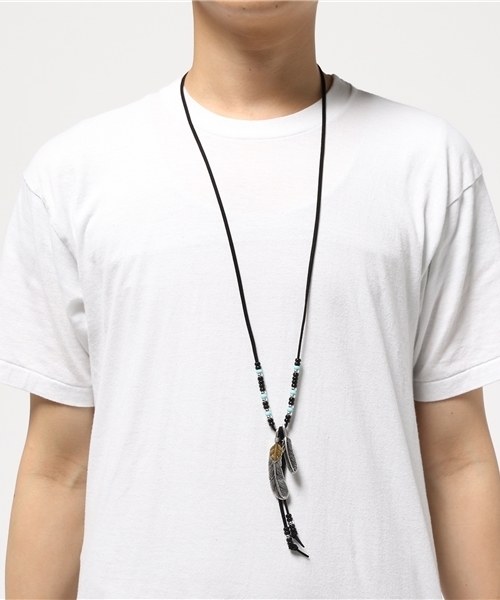 RAGEBLUE（レイジブルー）の「コンビフェザーネックレス2/ 728148（ネックレス・メンズ・ベージュ/ブラック/ダークブラウン・FREE）」の6枚目の写真