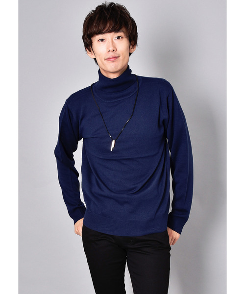 VIBGYOR（ヴィブジョー）の「【VIBGYOR Select】カシミアタッチタートルネックニット（ニット/セーター・メンズ・チャコールグレー/ホワイト/ブラック/ブルー系その他/マスタード/ワインレッド/ネイビー/ブラウン・MEDIUM/LARGE/X-LARGE）」の5枚目の写真