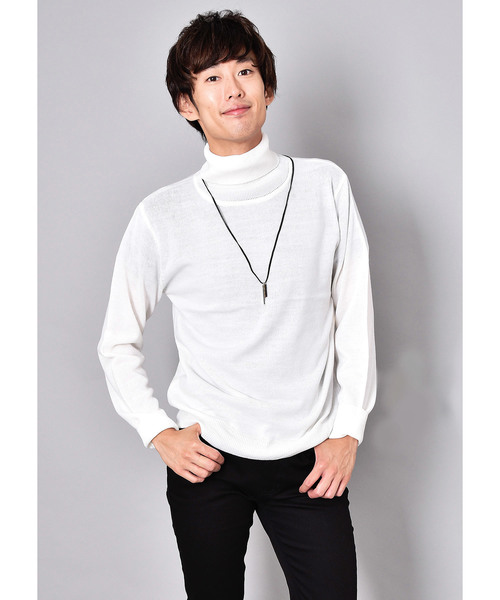 VIBGYOR（ヴィブジョー）の「【VIBGYOR Select】カシミアタッチタートルネックニット（ニット/セーター・メンズ・チャコールグレー/ホワイト/ブラック/ブルー系その他/マスタード/ワインレッド/ネイビー/ブラウン・MEDIUM/LARGE/X-LARGE）」の2枚目の写真