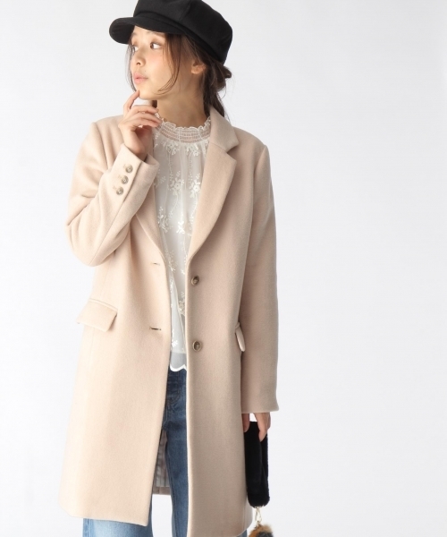 Mysty Woman ミスティウーマン の ウールカルゼチェスターコート チェスターコート Wear Mysty Woman ミスティウーマン の ウールカルゼチェスターコート チェスターコート Wear