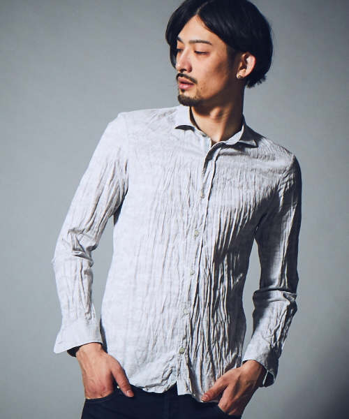 5351 POUR LES HOMMES（ゴーサンゴーイチプールオム）の「カモフラジャガード製品染めシャツ（シャツ/ブラウス・メンズ・ホワイト/ライトグレー/ブルー/ブラック/ネイビー・44/46/48/50）」の3枚目の写真