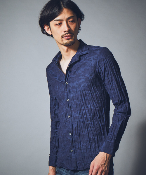 5351 POUR LES HOMMES（ゴーサンゴーイチプールオム）の「カモフラジャガード製品染めシャツ（シャツ/ブラウス・メンズ・ホワイト/ライトグレー/ブルー/ブラック/ネイビー・44/46/48/50）」の6枚目の写真