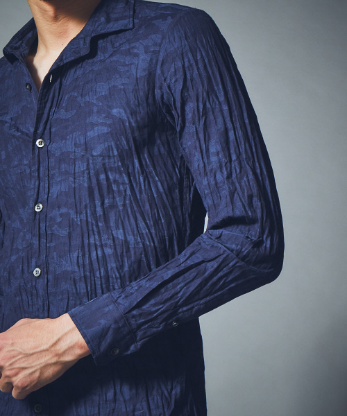 5351 POUR LES HOMMES（ゴーサンゴーイチプールオム）の「カモフラジャガード製品染めシャツ（シャツ/ブラウス・メンズ・ホワイト/ライトグレー/ブルー/ブラック/ネイビー・44/46/48/50）」の10枚目の写真