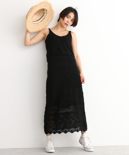 FREE'S MART(フリーズマート)の「◆透かし編みニットレイヤードスカート【セットアップ対応可能】(スカート・レディース・ブラック/オフホワイト/バーガンディー・FREE)」の16枚目の写真