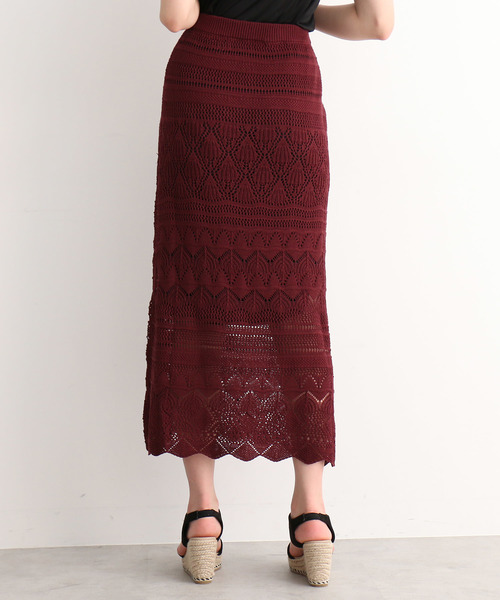 FREE'S MART(フリーズマート)の「◆透かし編みニットレイヤードスカート【セットアップ対応可能】(スカート・レディース・ブラック/オフホワイト/バーガンディー・FREE)」の10枚目の写真