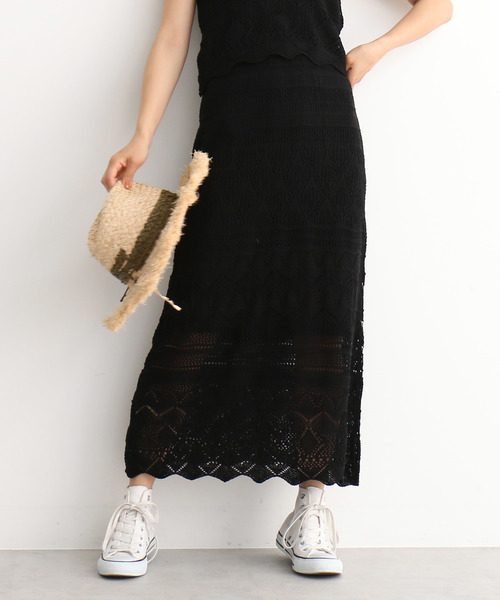 FREE'S MART(フリーズマート)の「◆透かし編みニットレイヤードスカート【セットアップ対応可能】(スカート・レディース・ブラック/オフホワイト/バーガンディー・FREE)」の19枚目の写真