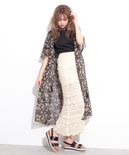 FREE'S MART(フリーズマート)の「◆透かし編みニットレイヤードスカート【セットアップ対応可能】(スカート・レディース・ブラック/オフホワイト/バーガンディー・FREE)」の22枚目の写真