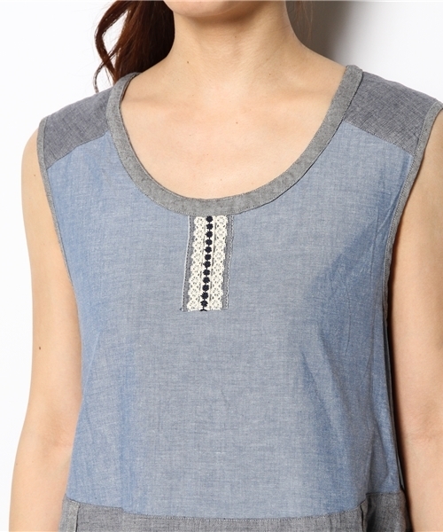 BEAMS BOY(ビームスボーイ)の「□TORI-TO / ストライプ切替バルーンワンピース(ワンピース・レディース・ブルー・ONE SIZE)」の5枚目の写真