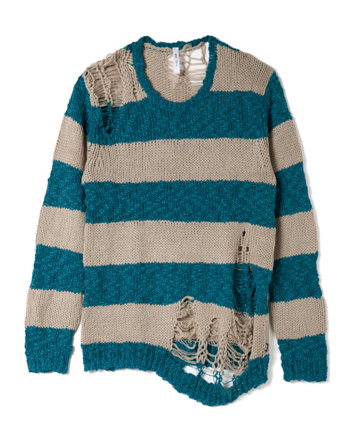 glamb(グラム)の「Slimane border knit(ニット/セーター・メンズ・ブラック×ホワイト/ブラック×ブラック/ブラック×レッド/グリーン系その他・1/2/3/4)」の4枚目の写真