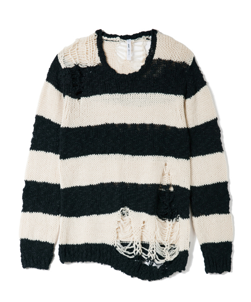 glamb(グラム)の「Slimane border knit(ニット/セーター・メンズ・ブラック×ホワイト/ブラック×ブラック/ブラック×レッド/グリーン系その他・1/2/3/4)」の6枚目の写真