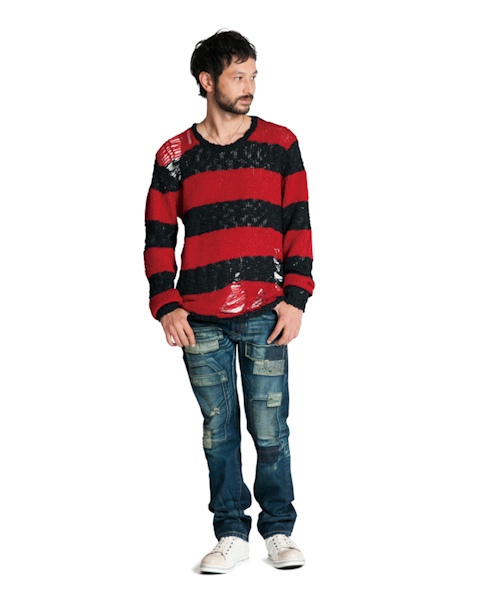 glamb(グラム)の「Slimane border knit(ニット/セーター・メンズ・ブラック×ホワイト/ブラック×ブラック/ブラック×レッド/グリーン系その他・1/2/3/4)」の8枚目の写真