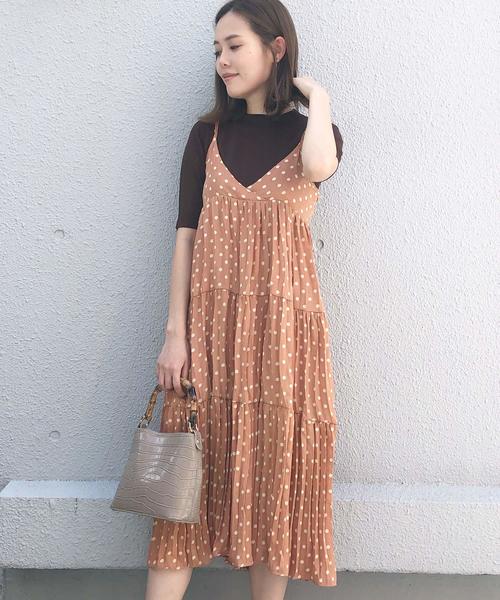 PICCIN(ピッチン)の「【WEB限定】ドット柄キャミワンピース(ジャンパースカート・レディース・ブラック/ピンク・MEDIUM)」の2枚目の写真
