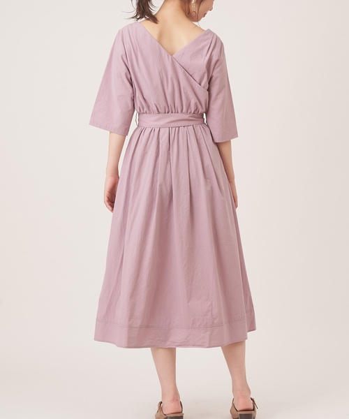natural couture(ナチュラルクチュール)の「スカーフ&共ベルト付き前後2WAYワンピ(ワンピース・レディース・ブラック/ブラウン/イエロー/ピンク/チェック・FREE)」の10枚目の写真
