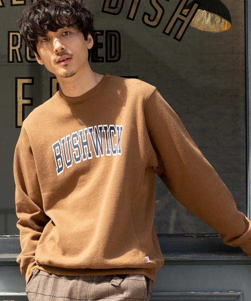 coen（コーエン）の「USAコットンミックスカレッジプリントスウェットクルーネック（トレーナー）（スウェット・メンズ・ブラウン/ダークグリーン/ベージュ・SMALL/X-LARGE/MEDIUM/LARGE）」の2枚目の写真