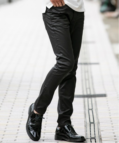 London Denim(ロンドンデニム)の「Brent Skinny VINCE ブラックコーティング ストレッチ スキニーデニム(デニムパンツ・メンズ・ブラック・46/48/50/52)」の3枚目の写真