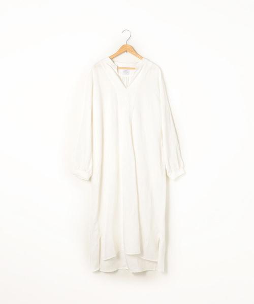 coen(コーエン)の「リネンレーヨンロングスリーブワンピース(ロングワンピース)(ワンピース・レディース・ブラック/オフホワイト・FREE)」の13枚目の写真