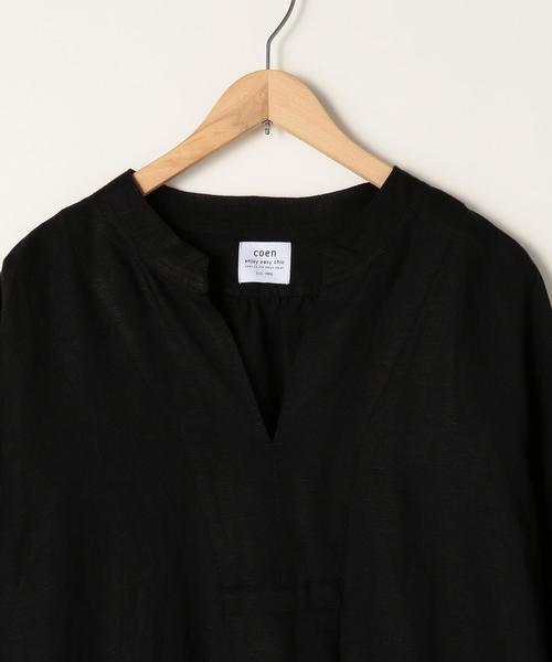 coen(コーエン)の「リネンレーヨンロングスリーブワンピース(ロングワンピース)(ワンピース・レディース・ブラック/オフホワイト・FREE)」の15枚目の写真