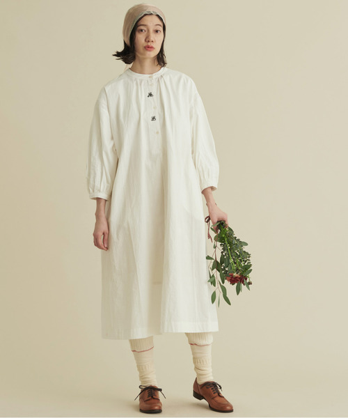 malle Cottonモノグラム刺繍ナイトドレスシャンブルドゥシャーム malle Cottonモノグラム刺繍ナイトドレスシャンブルドゥシャーム