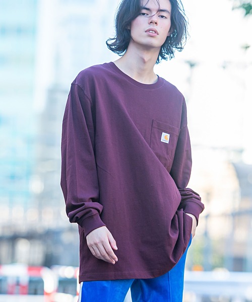 Carhartt(カーハート)の「『Carhartt/カーハート』ワンポイントポケット付きクルーネック長袖Tシャツ(Tシャツ/カットソー・メンズ・ブラック/ダークブラウン/ネイビー/ヘザーグレー/ブラウン系その他/グリーン系その他/バーガンディー/グリーン・M/L/XL/S)」の8枚目の写真