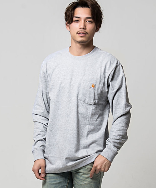 Carhartt(カーハート)の「『Carhartt/カーハート』ワンポイントポケット付きクルーネック長袖Tシャツ(Tシャツ/カットソー・メンズ・ブラック/ダークブラウン/ネイビー/ヘザーグレー/ブラウン系その他/グリーン系その他/バーガンディー/グリーン・M/L/XL/S)」の11枚目の写真