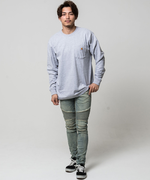 Carhartt(カーハート)の「『Carhartt/カーハート』ワンポイントポケット付きクルーネック長袖Tシャツ(Tシャツ/カットソー・メンズ・ブラック/ダークブラウン/ネイビー/ヘザーグレー/ブラウン系その他/グリーン系その他/バーガンディー/グリーン・M/L/XL/S)」の12枚目の写真