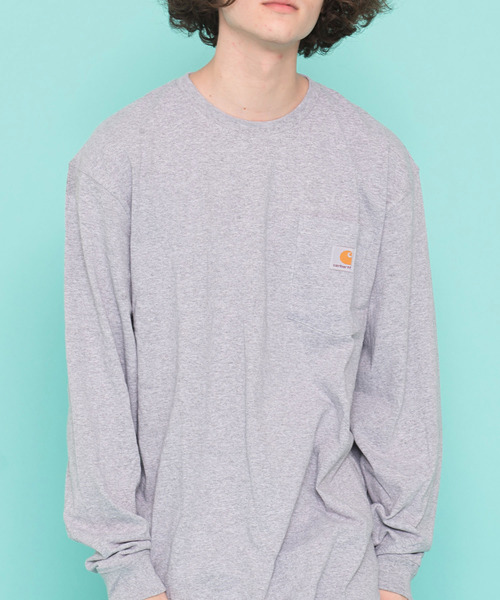 Carhartt(カーハート)の「『Carhartt/カーハート』ワンポイントポケット付きクルーネック長袖Tシャツ(Tシャツ/カットソー・メンズ・ブラック/ダークブラウン/ネイビー/ヘザーグレー/ブラウン系その他/グリーン系その他/バーガンディー/グリーン・M/L/XL/S)」の22枚目の写真