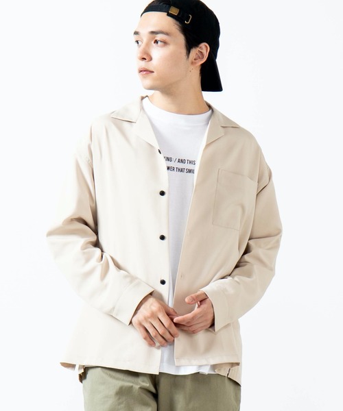 WEGO（ウィゴー）の「WEGO/オープンカラーシャツ（シャツ/ブラウス・メンズ・ブラック/ベージュ/ホワイト/ライトピンク・MEDIUM/LARGE）」の3枚目の写真