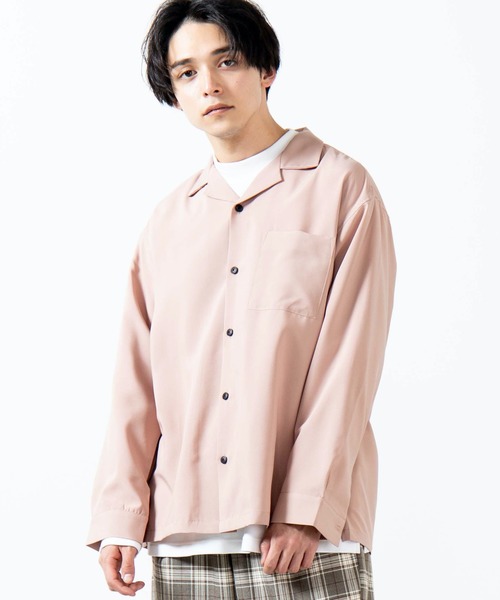 WEGO（ウィゴー）の「WEGO/オープンカラーシャツ（シャツ/ブラウス・メンズ・ブラック/ベージュ/ホワイト/ライトピンク・MEDIUM/LARGE）」の4枚目の写真