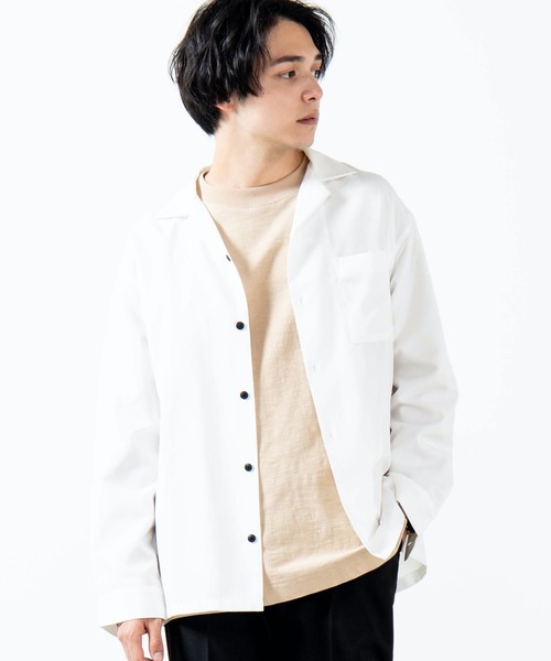 WEGO（ウィゴー）の「WEGO/オープンカラーシャツ（シャツ/ブラウス・メンズ・ブラック/ベージュ/ホワイト/ライトピンク・MEDIUM/LARGE）」の2枚目の写真