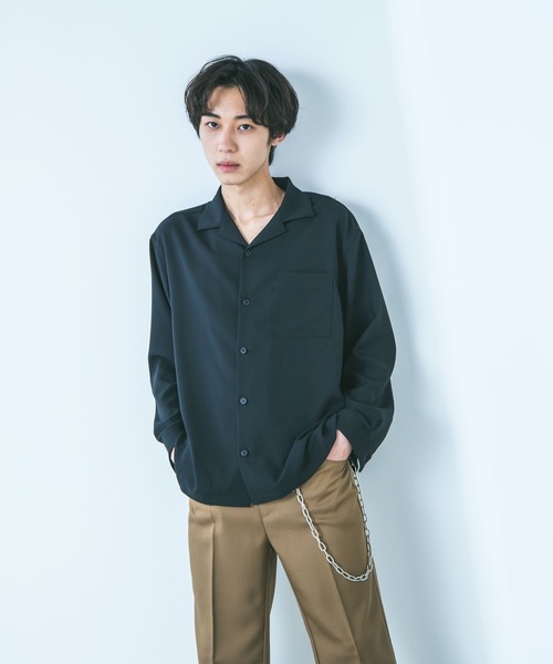 WEGO（ウィゴー）の「WEGO/オープンカラーシャツ（シャツ/ブラウス・メンズ・ブラック/ベージュ/ホワイト/ライトピンク・MEDIUM/LARGE）」の5枚目の写真