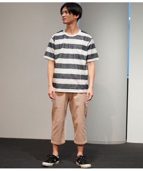 JUNRED(ジュンレッド)の「ヘリンボンボーダーTシャツ(Tシャツ/カットソー・メンズ・ネイビー/グレー/ピンク・LL/M/L)」の8枚目の写真