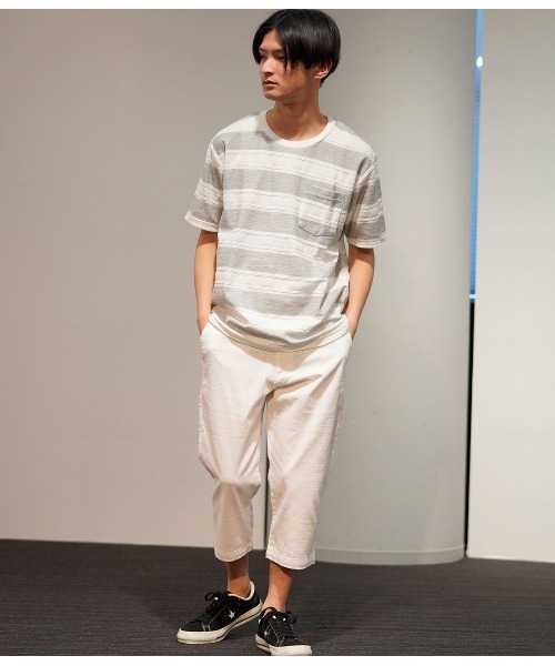 JUNRED(ジュンレッド)の「ヘリンボンボーダーTシャツ(Tシャツ/カットソー・メンズ・ネイビー/グレー/ピンク・LL/M/L)」の10枚目の写真