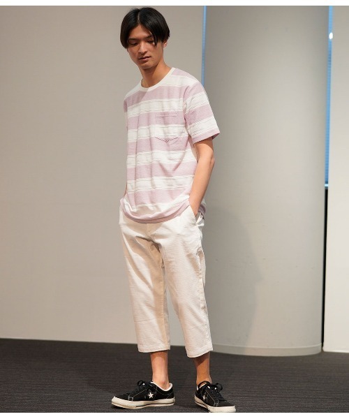 JUNRED(ジュンレッド)の「ヘリンボンボーダーTシャツ(Tシャツ/カットソー・メンズ・ネイビー/グレー/ピンク・LL/M/L)」の12枚目の写真