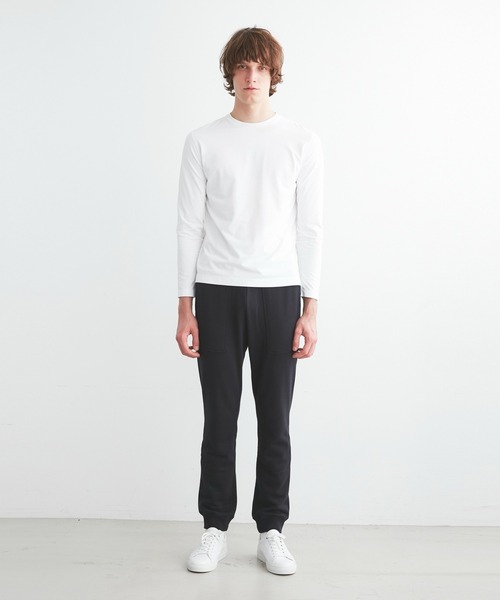 three dots(スリードッツ)の「Men's powdery cotton crewneck(Tシャツ/カットソー・メンズ・ホワイト/キャメル/ブラック/ネイビー/ダークネイビー/パープル・LARGE/MEDIUM/SMALL)」の9枚目の写真