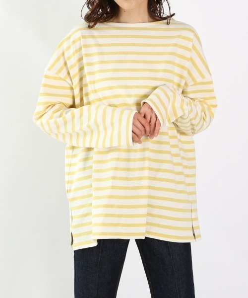 yuw（ユウ）の「ＢＩＧボーダープルオーバー　921021（Tシャツ/カットソー・レディース・ホワイト系その他/グリーン系その他/レッド系その他/ベージュ系その他/ブルー系その他/ブラック系その他/イエロー系その他・FREE）」の6枚目の写真