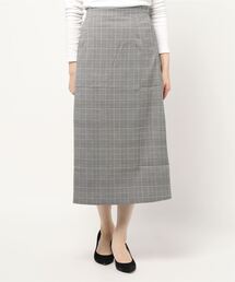 裾スリットミモレ丈ストレートスカート