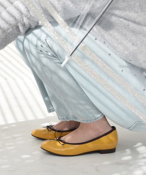 Bridget Birkin（ブリジットバーキン）の「【Bridget Birkin】ラウンドトゥリボンレインフラットパンプス(514003)（レインシューズ・レディース・ブラック/ピンク/イエロー/ライトベージュ・23/24/22.5/24.5/23.5）」の3枚目の写真