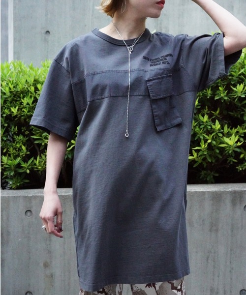 AVIREX（アヴィレックス）の「フェイドウォッシュポケットワンピース/ FADE WASH POCKET ONEPIECE（ワンピース・レディース・オレンジ/オリーブ/チャコール/オフホワイト・FREE）」の10枚目の写真