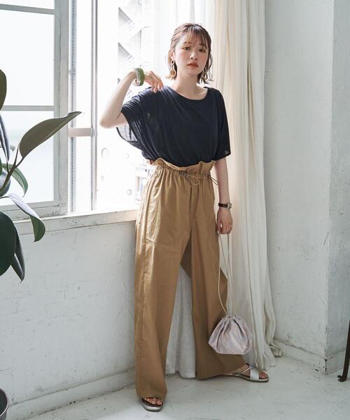 coen by SIZU（コーエンバイシズ）の「coen by SIZU プリント巾着バッグ（ショルダーバッグ・レディース・ベージュ/ピンク・FREE）」の5枚目の写真