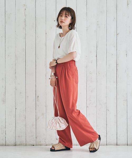 coen by SIZU（コーエンバイシズ）の「coen by SIZU プリント巾着バッグ（ショルダーバッグ・レディース・ベージュ/ピンク・FREE）」の19枚目の写真