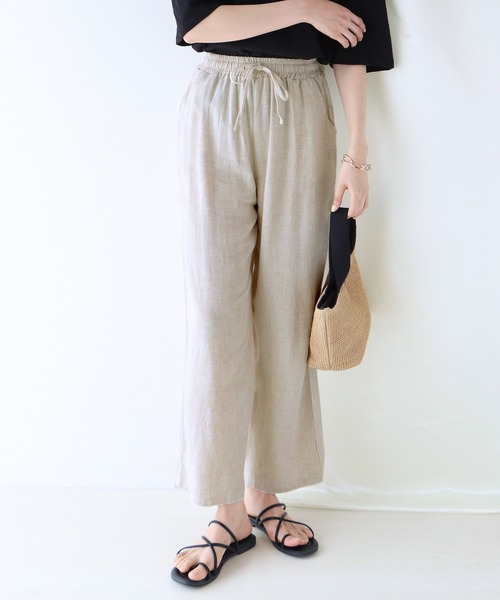 BLUEEAST（ブルーイースト）の「リネンドロストリラックスパンツ（その他パンツ・レディース・ホワイト/ベージュ/ブラック・MEDIUM）」の3枚目の写真