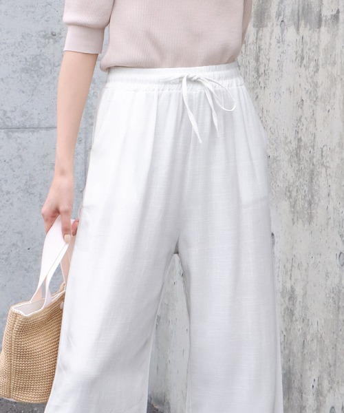 BLUEEAST（ブルーイースト）の「リネンドロストリラックスパンツ（その他パンツ・レディース・ホワイト/ベージュ/ブラック・MEDIUM）」の11枚目の写真