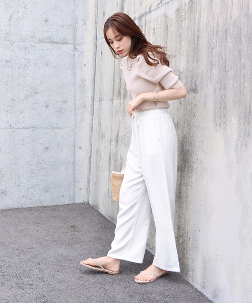 BLUEEAST（ブルーイースト）の「リネンドロストリラックスパンツ（その他パンツ・レディース・ホワイト/ベージュ/ブラック・MEDIUM）」の14枚目の写真