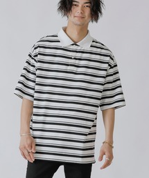 レトロボーダー ワイドシルエット ポロシャツ