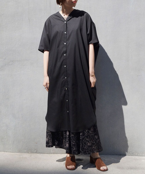 NICOLE white（ニコルホワイト）の「後ろリボンワンピース（ワンピース・レディース・ブラウン/カーキ/ブラック・FREE）」の2枚目の写真