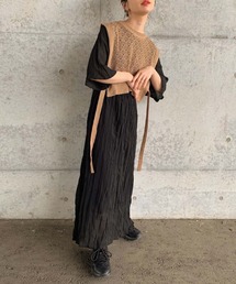 archives | 【web限定item】透かし編みベスト＋シワ加工シアーワンピース(ワンピース)