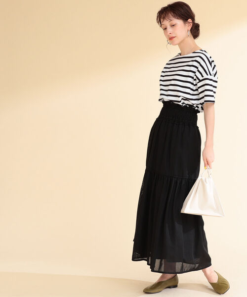 Ray BEAMS（レイビームス）の「Ray BEAMS / ボーダー ボートネック Tシャツ（Tシャツ/カットソー・レディース・ブラック/ベージュ/ネイビー・ONE SIZE）」の7枚目の写真