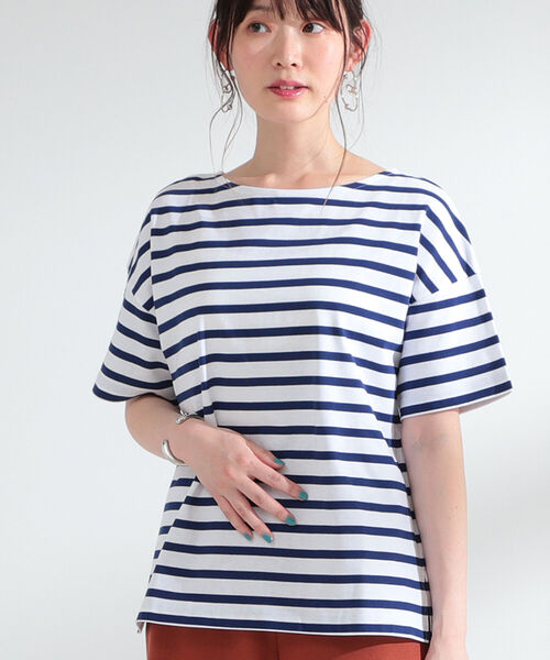 Ray BEAMS（レイビームス）の「Ray BEAMS / ボーダー ボートネック Tシャツ（Tシャツ/カットソー・レディース・ブラック/ベージュ/ネイビー・ONE SIZE）」の18枚目の写真