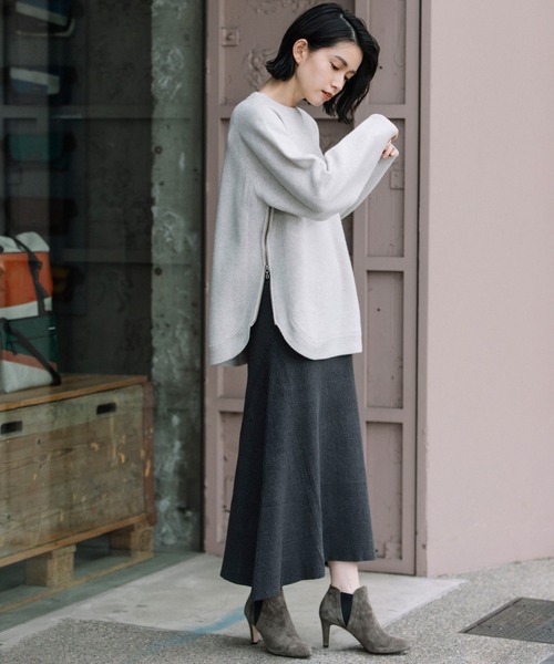 Munich（ミューニック）の「エクストラファインメリノボイルドウール　サイドジッププルオーバー（ニット/セーター・レディース・ベージュ/グリーン/オートミール・FREE）」の22枚目の写真