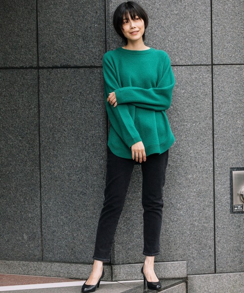 Munich（ミューニック）の「エクストラファインメリノボイルドウール　サイドジッププルオーバー（ニット/セーター・レディース・ベージュ/グリーン/オートミール・FREE）」の4枚目の写真